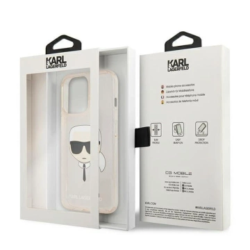 Etui ochronne na telefon Karl Lagerfeld KLHCP13LKHTUGLGO do Apple iPhone 13 Pro / 13 6,1" złoty/gold hardcase Glitter Karl`s Head