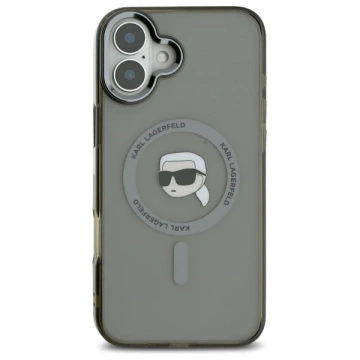 Etui Karl Lagerfeld do iPhone 16 6.1" Czarny MagSafe Hardcase IML Metal Karl Head 