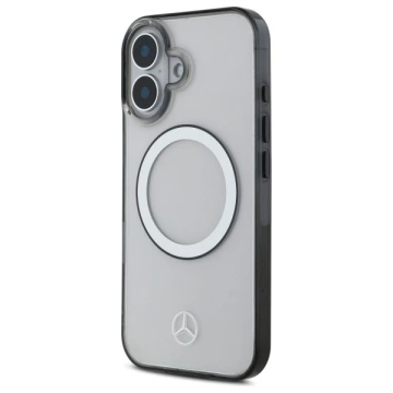Etui Mercedes do iPhone 16 6.1" MagSafe Transparent Hardcase Printed Logo 