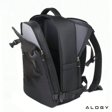 Plecak na laptopa męski damski podróżny na walizkę bagaż do samolotu pracy szkoły 45x30x20cm Alogy Unisex Czarny
