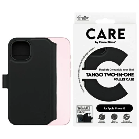 Etui do iPhone 15 CARE by PanzerGlass Tango Wallet 2w1 6,1" Czarny