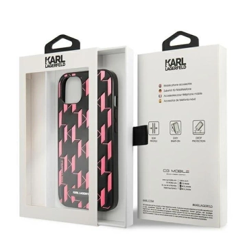 Handyschutzhülle Karl Lagerfeld KLHCP13SMNMP1P für Apple iPhone 13 Mini 5.4" Hardcase Pink/Pink Monogram Plaque