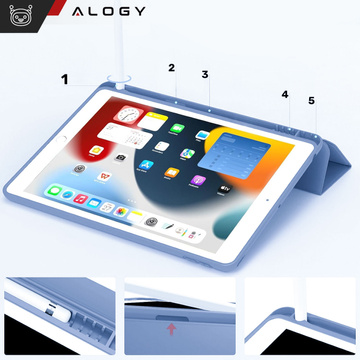 Etui do Apple iPad 10.2" 9/8/7 Gen (2021/2020/2019), Ochronne Smart Case z Klapką i Podstawką, Odporne TPU, Wzmocnione Narożniki, Alogy BookGuard™ – Niebieskie