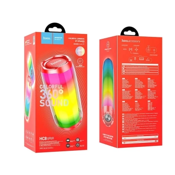 HOCO Bluetooth-Lautsprecher HC8 Rot Tragbar RGB LED 1800 mAh 10W