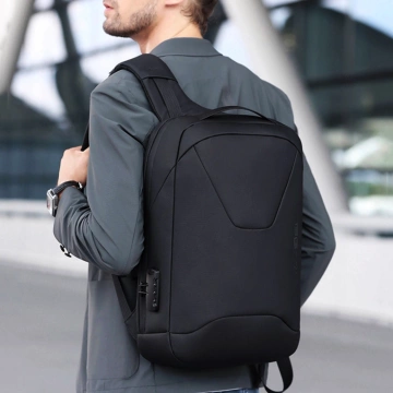 Bange wasserdichter Rucksack für 15,6-Zoll-Laptop, Stadtreisender, 45 x 30 x 16 cm, für Arbeit, Flugzeug, Herren, Damen, mit USB-Anschluss Schwarz