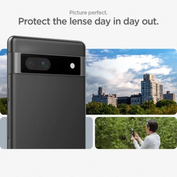 Kameraschutz aus gehärtetem Glas Spigen Optik.TR „EZ FIT“ Kameraschutz 2er-Pack für Google Pixel 7A Schwarz
