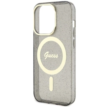 Etui für Telefon Guess GUHMP14LHCMCGK für Apple iPhone 14 Pro 6.1" Czarny/Black Hardcase Glitter Gold MagSafe