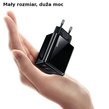 USAMS Ładowarka sieciowa 1xUSB-C+1xUSB T40 20W LED (only head) PD3.0 + QC3.0 Fast Charging czarny/black CC133TC01 (US-CC133)