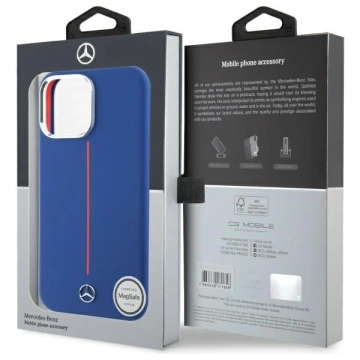 Etui Mercedes do iPhone 16 Pro Max 6.9" Granatowy MagSafe Hardcase Silicone Red Stripe 