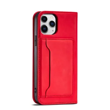 Magnetkartenhülle für iPhone 12 Pro Tasche Kartenetui Kartenhalter Rot