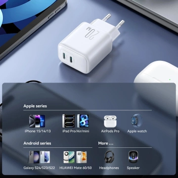 Ładowarka Joyroom Sieciowa 2x USB-C 20W PD / QC 3.0 - Biała