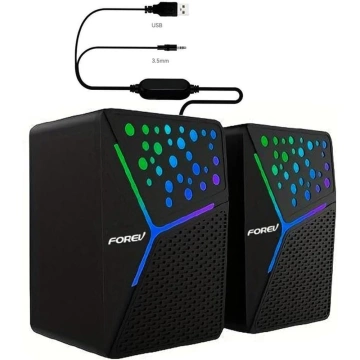 Forev Głośniki Stereo Czarny PC RGB Podświetlane