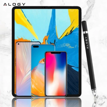 Rysik 2w1 Alogy dotykowy pojemnościowy do ekranu telefonu tabletu z długopisem Czarny