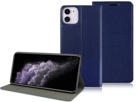 Etui z klapką portfel Alogy skórzane obudowa do Apple iPhone 11 Granatowe