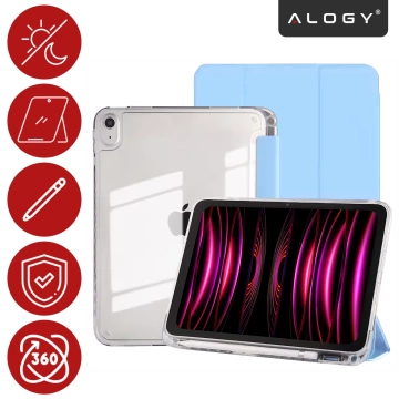Etui do Apple iPad 11gen. 11" 2025 / 10gen. 10.9" 2022 Ochronne Hybrydowe z Miejscem na Rysik, Składana Okładka, Funkcja Podstawki, Alogy HybridBook™ Case  – Błękitne