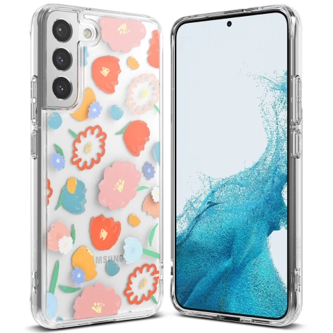 Ringke Fusion Design Armor Case Cover mit Gelrahmen für Samsung Galaxy S22 (S22 Plus) transparent (Floral) (F593R31)