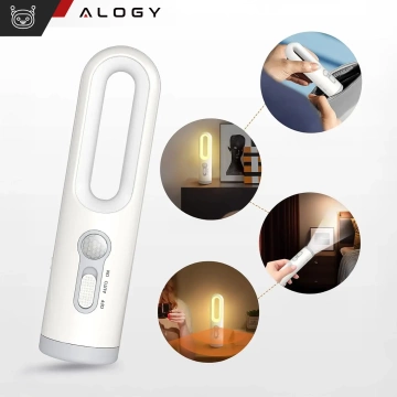 Lampka nocna LED z czujnikiem ruchu Alogy Night LED Lamp na biurko przenośna z latarką Biała