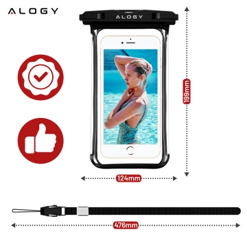 Etui wodoodporne Uniwersalne Alogy HydroShield™ IPX8 wodoszczelne uniwersalne do 6.5 Wodoodporna ochrona na plażę basen kajak Czarne