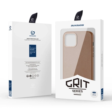 Dux Ducis Grit Ledertasche für iPhone 14 Elegante Kunstlederhülle (MagSafe-kompatibel) Braun