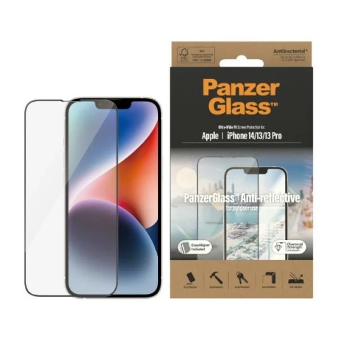 Szkło PanzerGlass Ultra-Wide Fit für iPhone 14 / 13 Pro / 13 6,1" Displayschutz Antireflektierend Antibakteriell Easy Aligner Inklusive 2787