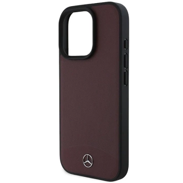 Etui Mercedes do iPhone 16 Pro Max 6.9" Czerwone MagSafe Hardcase Textured And Plain Leather 