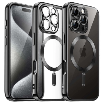 Etui MagSafe Case do Apple iPhone 16 Pro Alogy Glamour Luxury Ring obudowa czarno-przezroczyste + szkło hartowane