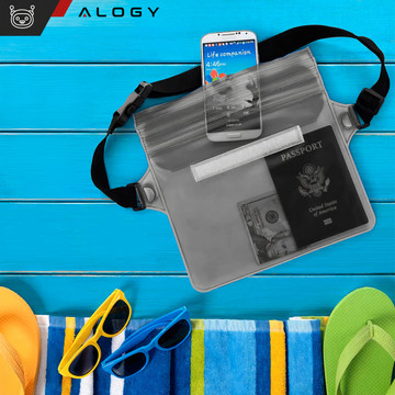Etui wodoodporne nerka saszetka Case na telefon futerał do wody wodoszczelne 21.5x23.5cm Alogy Waterproof Czarne