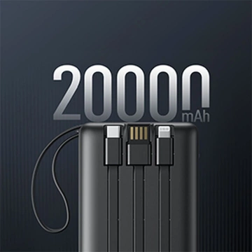Powerbank Externer Akku (POWER BANK) VEGER C20 – 20.000 mAh (Micro Typ C Lightning 8-polig) schwarz W2047