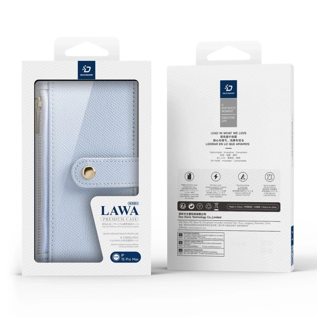 iPhone 15 Pro Dux Ducis Lawa Wallet Mag Lederhülle Blau