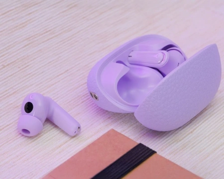 Słuchawki bezprzewodowe Bluetooth HOCO TWS EQ23 Etui ładujące Fioletowe