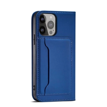 Magnetkartenhülle für iPhone 13 Pro Max Tasche Kartenetui Kartenhalter Blau