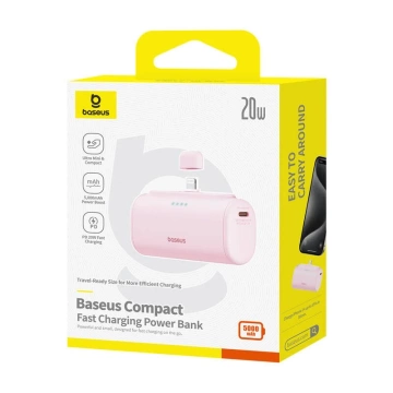 Baseus Compact IP Powerbank 5000 mAh 20 W Lightning USB-C Rosa