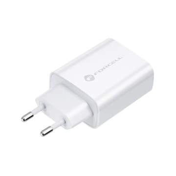 Szybka Ładowarka Forcell 25W PD QC 4.0 USB-C + kabel USB C do USB C biała
