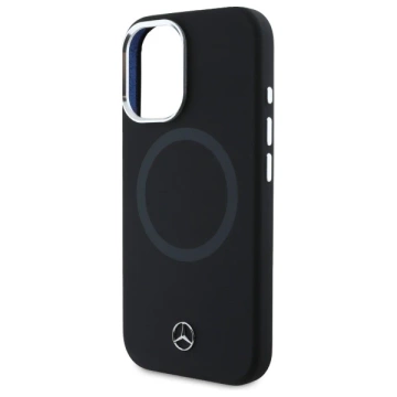 Etui Mercedes do iPhone 16 6.1" Czarny Hardcase Silicone Tonal Logo MagSafe