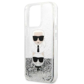 Etui ochronne na telefon Karl Lagerfeld KLHCP13LKICGLS do Apple iPhone 13 Pro / 13 6,1" srebrny/silver hardcase Liquid Glitter Karl&Choupette Head