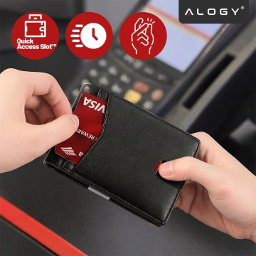 Portfel RFID Etui ochronne blokujące sygnał na karty dokumenty cienki Alogy Small męski damski Wallet Czarny