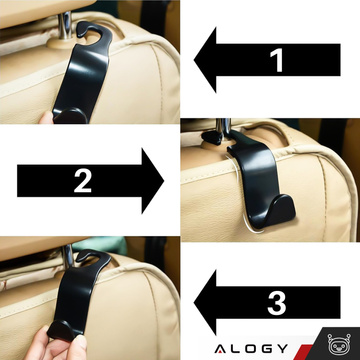 Wieszak uchwyt haczyk samochodowy na fotel zagłówek organizer do auta hak Alogy Car 1szt Czarny