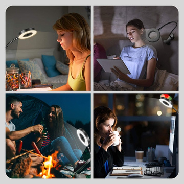 Lampe flexibler Ring Lampe Alogy Clipring für Schreibtisch flexible Universalfernbedienung USB Schwarz