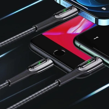 USAMS Kabel pleciony USB-C na Lightning Smart Power-off 20W PD Cable 1.2m ciemny zielony