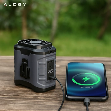 Wentylator z klipsem do paska, akumulator 4000 mAh, 5 poziomów prędkości, czas pracy 8–40 godzin, ładowanie przez USB, do stosowania na placach budowy, na zewnątrz, na wędrówki, do pracy latem, powerbankiem