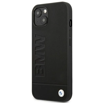 BMW BMHCP14MSLLBK Handyhülle für Apple iPhone 14 Plus 6.7" schwarz/schwarz Leder Stamp