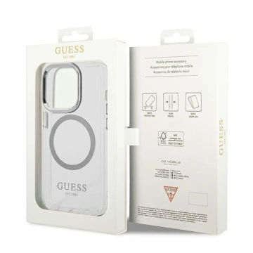 Etui Guess GUHMP14LHTRMS do Apple iPhone 14 Pro 6,1" srebrny/silver hard case Metal Outline Magsafe