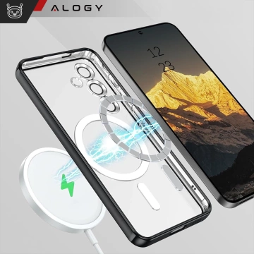 Etui do Samsung Galaxy S25 Alogy LuxeShield™️ Glamour Luxury Ring obudowa z osłoną aparatów Czarne + szkło hartowane