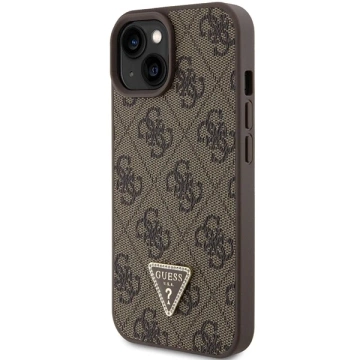 Etui Guess GUHCP15SP4TDPW für iPhone 15 6,1" braun/braunes Hardcase Leder 4G Triangle Strass