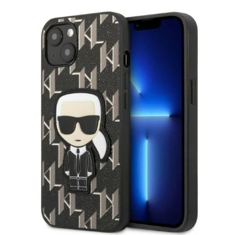 Handyschutzhülle Karl Lagerfeld KLHCP13SPMNIKBK für Apple iPhone 13 Mini 5.4" Hardcase schwarz/schwarz Monogram Ikonik Patch