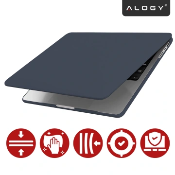 Etui do Apple Macbook Pro 14 2021-2024 (M1/M2/M3/M4) – elastyczna, matowa obudowa ochronna, lekka i odporna – Alogy AirGuard™ Granatowy
