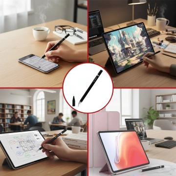Alogy 2-in-1 kapazitiver Touch-Stift für Telefon-Tablet-Bildschirm mit Stift Schwarz