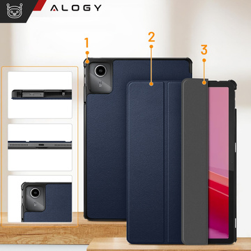 Etui do Lenovo Tab K11 / K11E 11” M11 10.95" TB330FU / TB330XU / TB331FC Book Case Cover z klapką obudowa futerał pokrowiec Alogy Granatowe
