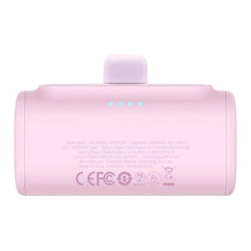 Powerbank Baseus Compact 5000mAh 20W USB-C Mini Szybkie Ładowanie Różowy