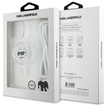 Etui Karl Lagerfeld do iPhone 16 Pro Max 6.9" Magsafe Hardcase Transparent IML Choupette Head & Cord 